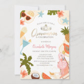 Tropical Pool Party Pink Flamingo Quinceañera  Kaart (Voorkant)