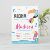 Tropical Pool Party Verjaardag uitnodiging (Staand voorkant)