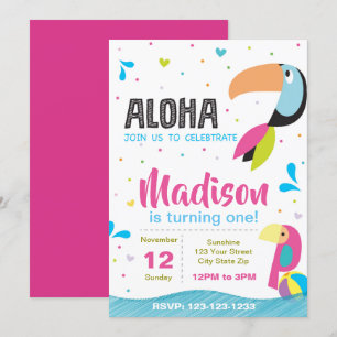 Tropical Pool Party Verjaardag uitnodiging