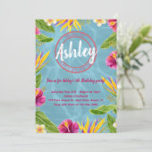 Tropical Pool Party Verjaardag uitnodiging (Staand voorkant)