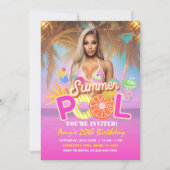 Tropical Pool Party Verjaardag Uitnodiging Flyer (Voorkant)