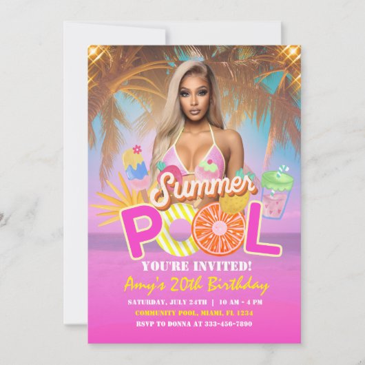 Tropical Pool Party Verjaardag Uitnodiging Flyer (Voorkant)