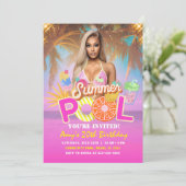 Tropical Pool Party Verjaardag Uitnodiging Flyer (Staand voorkant)