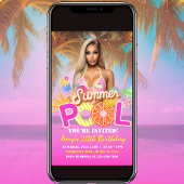 Tropical Pool Party Verjaardag Uitnodiging Flyer