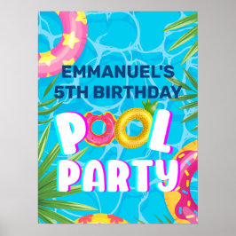 Tropical Pool Party Verjaardag Welkom Poster