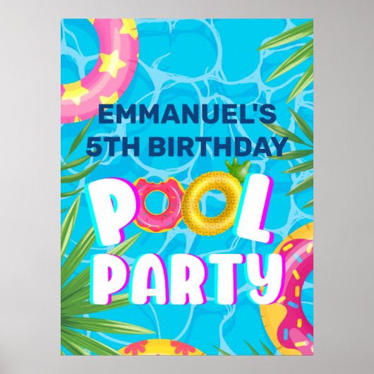 Tropical Pool Party Verjaardag Welkom Poster (Voorkant)