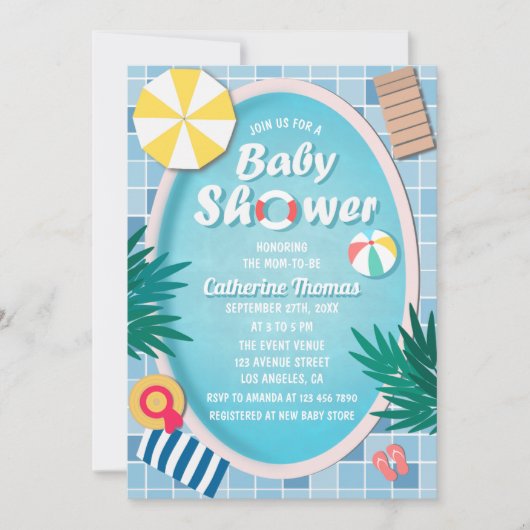 Tropical Pool Party Zomer Baby shower Kaart (Voorkant)