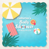 Tropical Pool Party Zomer Baby shower Kartonnen Onderzetters (Voorkant)