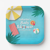 Tropical Pool Party Zomer Baby shower Papieren Bordje (Voorkant)