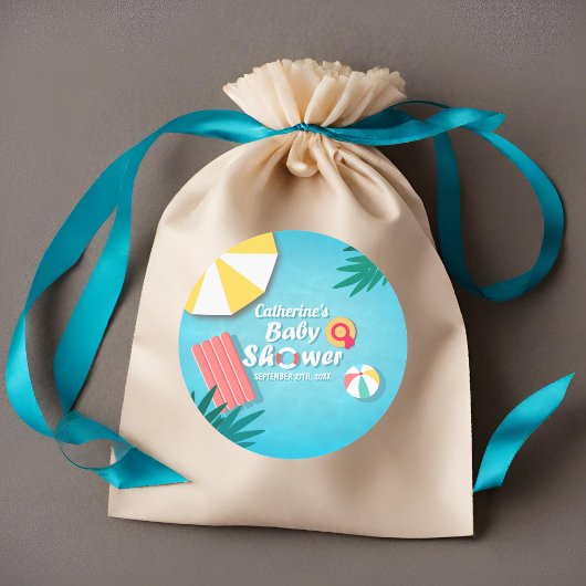 Tropical Pool Party Zomer Baby shower Ronde Sticker