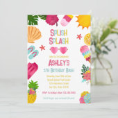 Tropical Pool Party Zomer Zwembad Verjaardag Kaart (Staand voorkant)