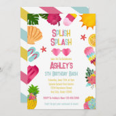 Tropical Pool Party Zomer Zwembad Verjaardag Kaart (Voorkant / Achterkant)