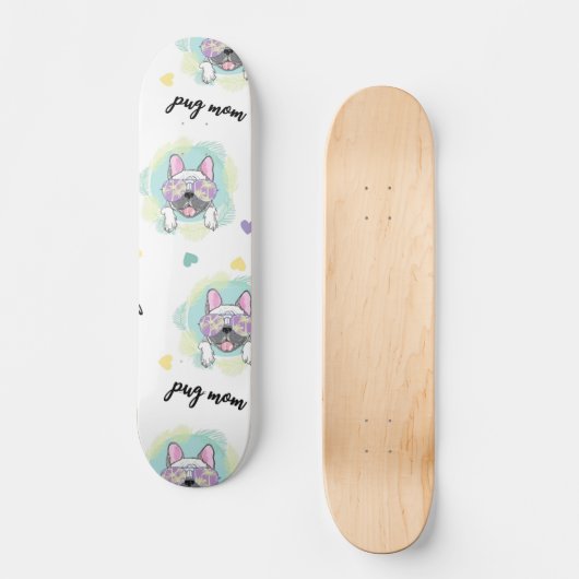 Tropical Pug Pattern Persoonlijk Skateboard (Voorkant)