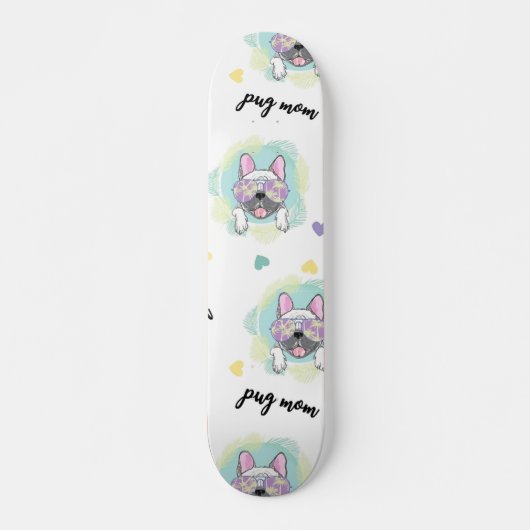 Tropical Pug Pattern Persoonlijk Skateboard (Voorkant)