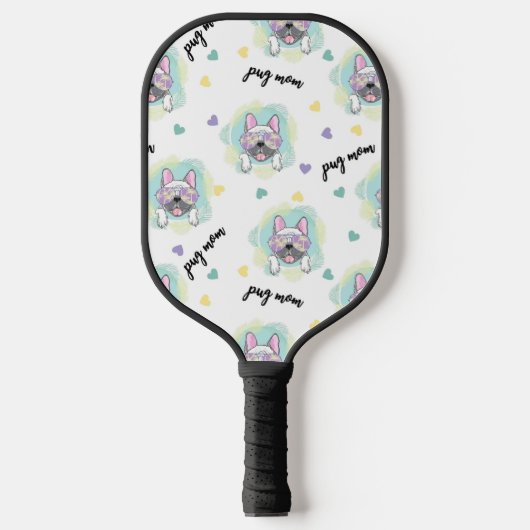 Tropical Pug Pattern Pickleball Paddle (Voorkant)