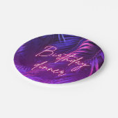 Tropical Purple Palm Leaf Birthday Dinner Papieren Bordje (Gekanteld)