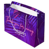 Tropical Purple Palm Leaf Large Gift Bag Groot Cadeauzakje (Achterkant Gekanteld)