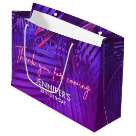 Tropical Purple Palm Leaf Large Gift Bag Groot Cadeauzakje