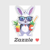 Tropical Rabbit Sticker with Pineapple and Sunglas (Vel)