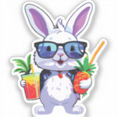 Tropical Rabbit Sticker with Pineapple and Sunglas (Voorkant)