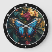 Tropical Radiance" - Blauwe Vlinder Grote Klok (Voorkant)