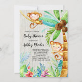 Tropical Rain Forest Monkey Baby shower Kaart (Voorkant)