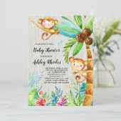 Tropical Rain Forest Monkey Baby shower Kaart (Staand voorkant)