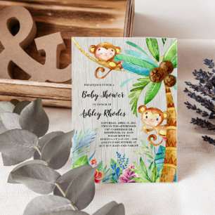 Tropical Rain Forest Monkey Baby shower Kaart