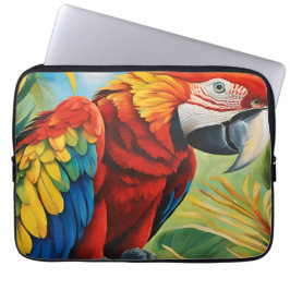 Tropical Red Macaw, Exotic Bird in Vibrant Colors  Laptop Sleeve