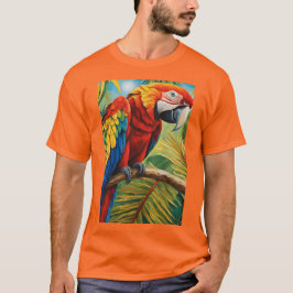 Tropical Red Macaw, Exotic Bird in Vibrant Colors  T-shirt
