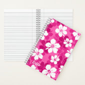Tropical Red Violet White Hibiscus Flower Pattern Notitieboek (Binnen)