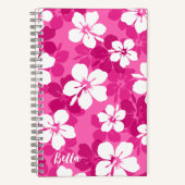 Tropical Red Violet White Hibiscus Flower Pattern Notitieboek (Voorkant)