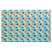Tropical Reef Fish Pattern in Sinaasappel en Blauw Stof (Fat Quarter)