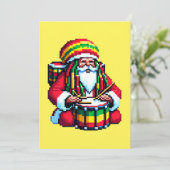 Tropical Reggae Santa - Kerst Drummer Art Feestdagenkaart (Staand voorkant)