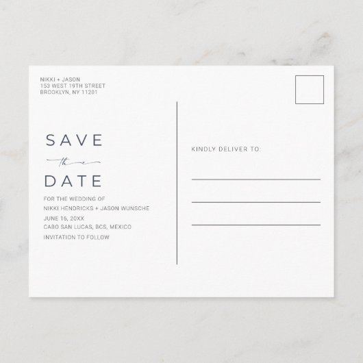 Tropical Resort Bestemming Bruiloft Save the Date Aankondigingskaart (Achterkant)