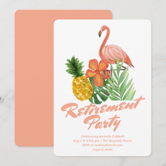 Tropical Retirement Party Kaart (Voorkant / Achterkant)