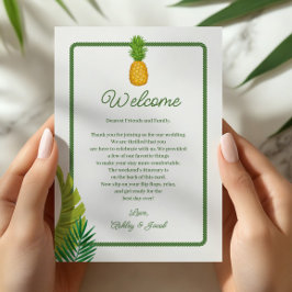Tropical Retro Wedding Letter and Itinerary Programmakaart