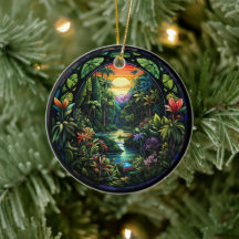 Tropical River Ceramic Decor Glas in lood look