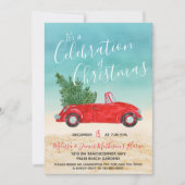 #Tropical  rode auto #Christmas viering Kaart (Voorkant)
