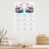 Tropical Romance: 2026 Flamingo Wall Calendar Poster (Keuken)