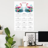 Tropical Romance: 2026 Flamingo Wall Calendar Poster (Thuiskantoor)