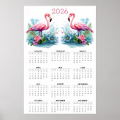 Tropical Romance: 2026 Flamingo Wall Calendar Poster (Voorkant)