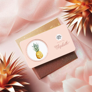 Tropical Roos Gold en Blush Pink Evenementenplanne Visitekaartje