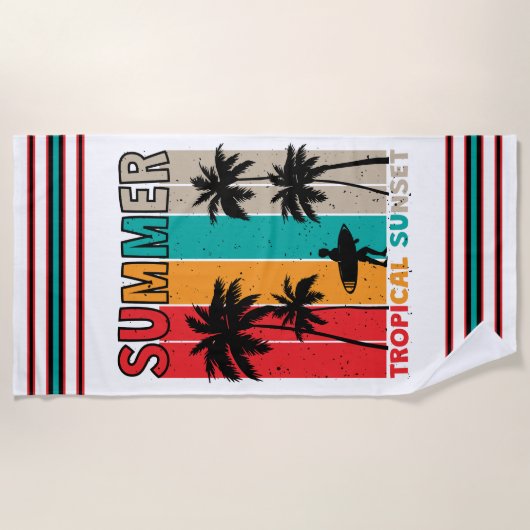 Tropical Rush: zonsondergang en Surf Strandlaken (Voorkant)