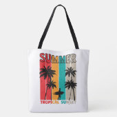 Tropical Rush: zonsondergang en Surf Tote Bag (Achterkant)