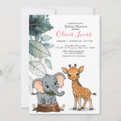Tropical Safari Animals Baby shower Invitation Kaart (Voorkant)