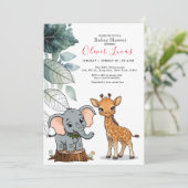Tropical Safari Animals Baby shower Invitation Kaart (Staand voorkant)