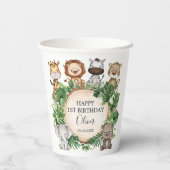 Tropical Safari Animals Oerwoud Greenery Birthday Papieren Bekers (Achterkant)