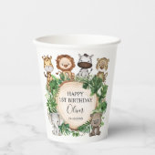 Tropical Safari Animals Oerwoud Greenery Birthday Papieren Bekers (Voorkant)
