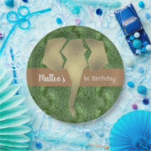 Tropical Safari Elephant Faux Gold Greenery Papieren Bordje (Feest)